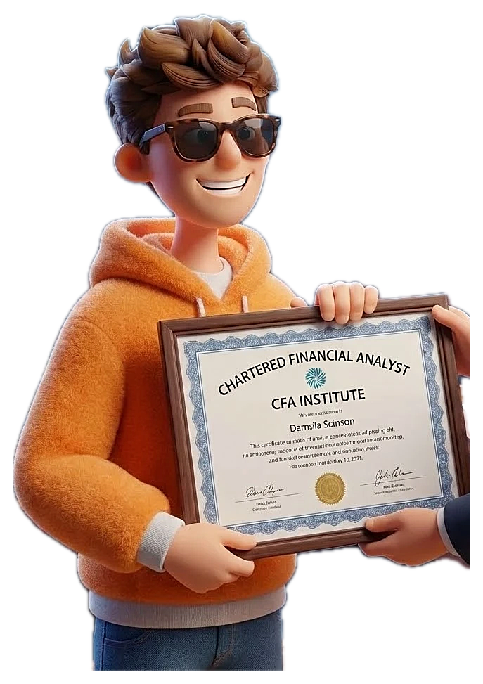 Samkit's mascot receiving a CFA certificate