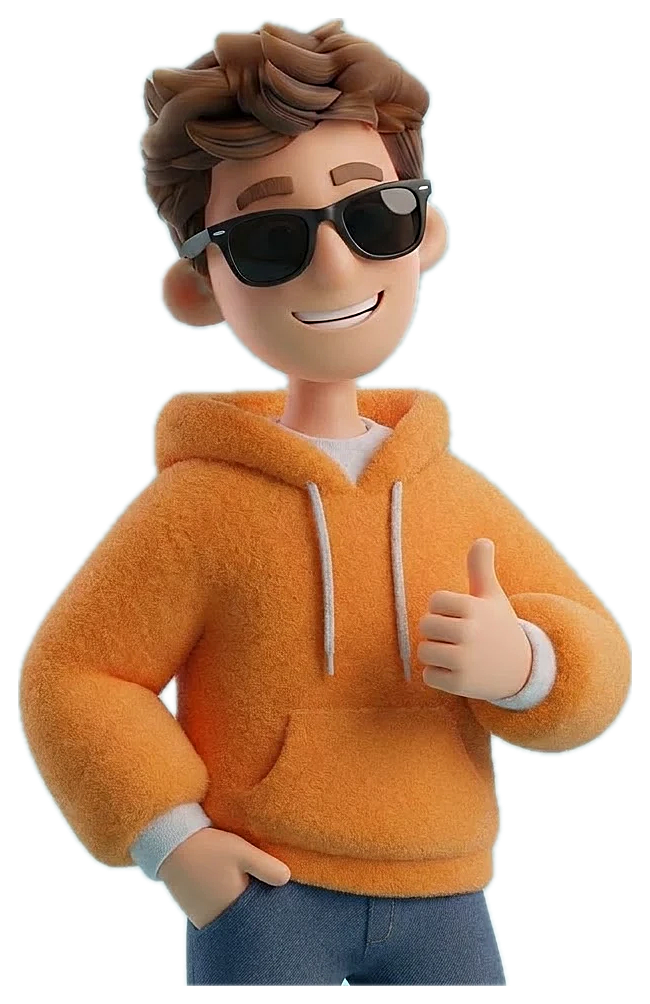 Samkit's mascot in sunglasses giving a thumbs up