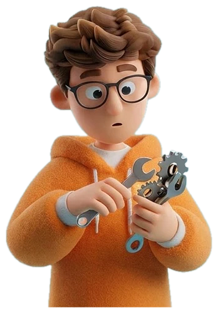 Samkit's mascot tinkering with tools